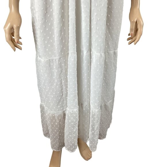 5 For $25 NWT Boho Chic White Maxi‎ Dress Size Medium Flutter Sleeves & Smocked - Picture 6 of 8